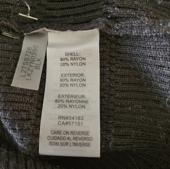 Karl Lagerfeld Black Rib Knit V-Neck Top, Black, Size L - Picture 6 of 9